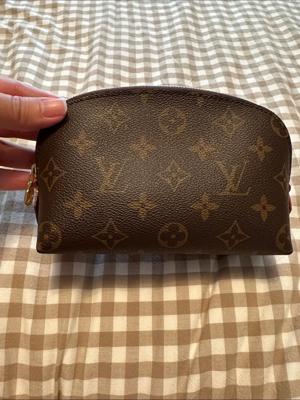 Louis Vuitton Brown Monogram Pouch with Gold-Tone Zip *like new*